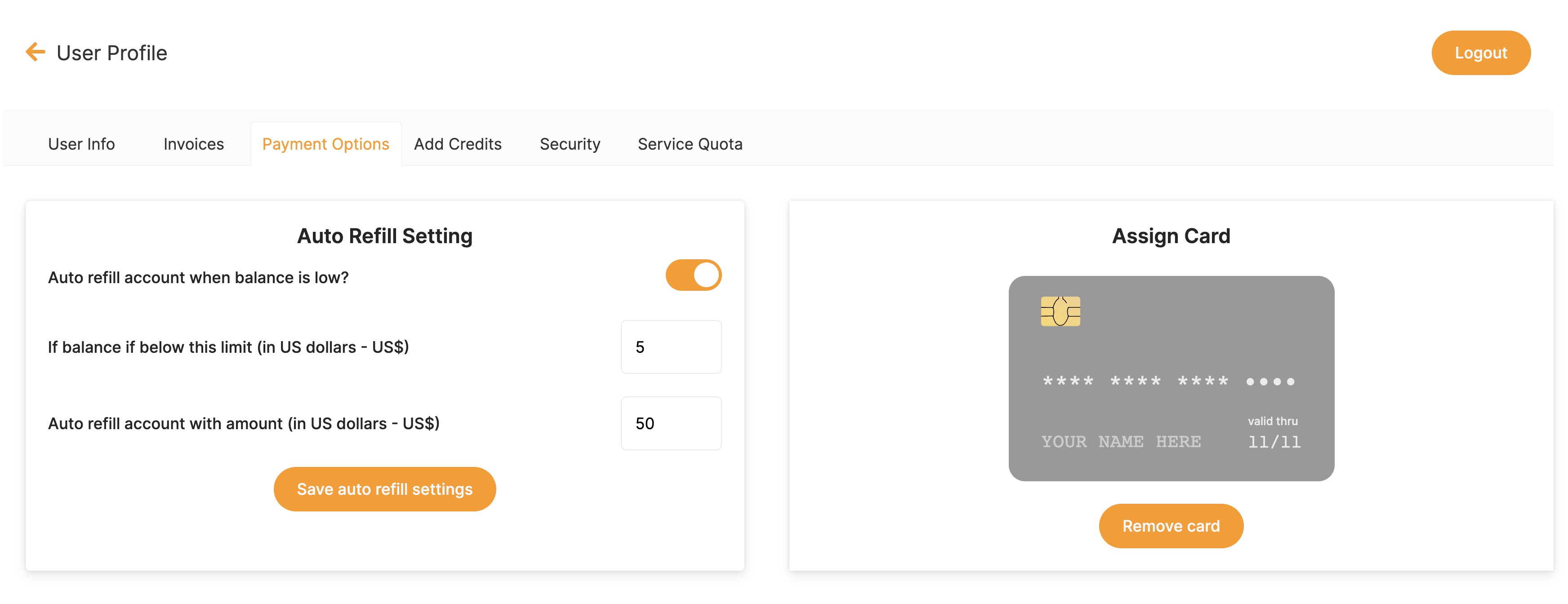 Setting up credits auto-refill on Elestio