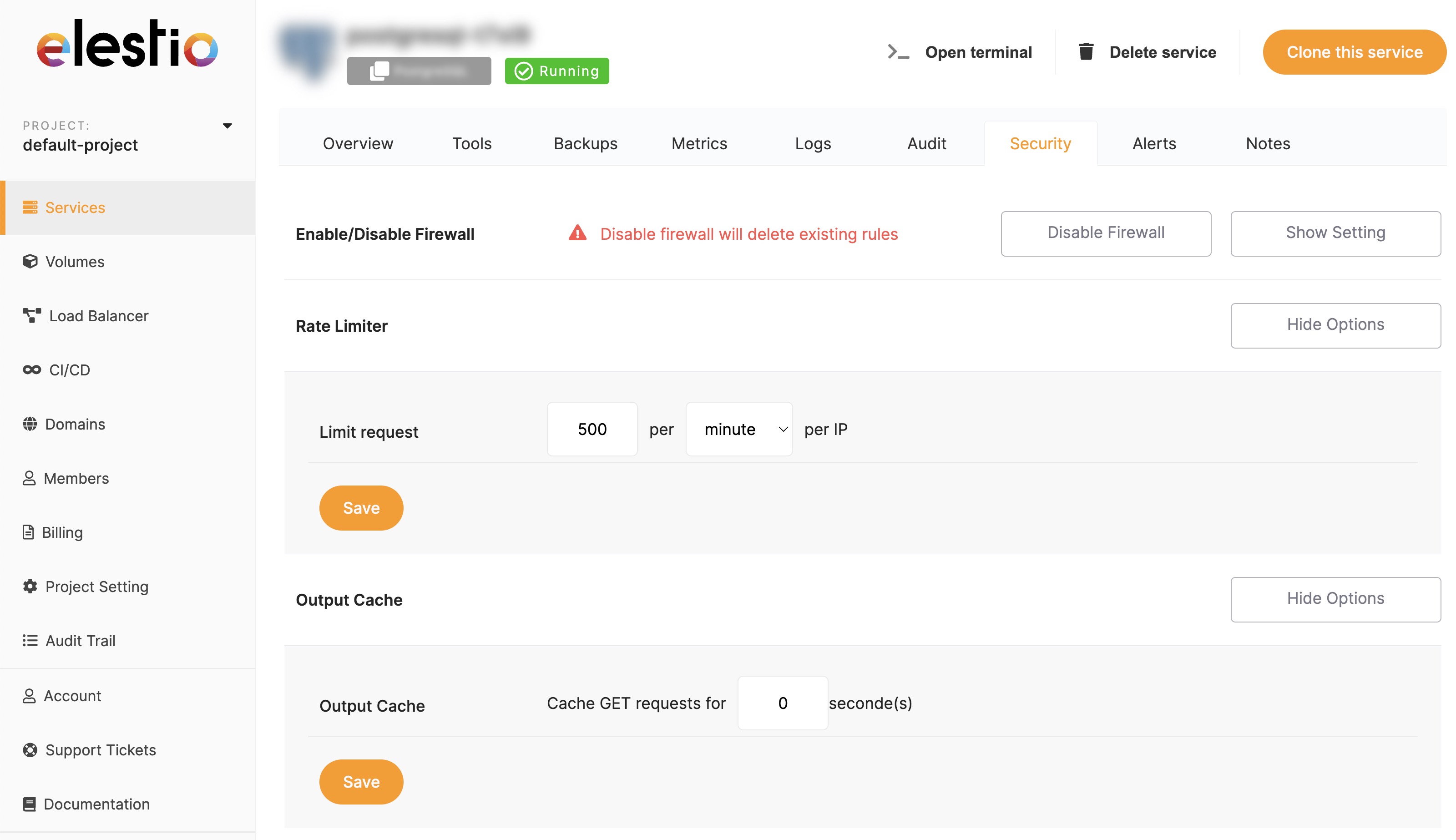 Rate limiter and output caching configuration for Superset on Elestio