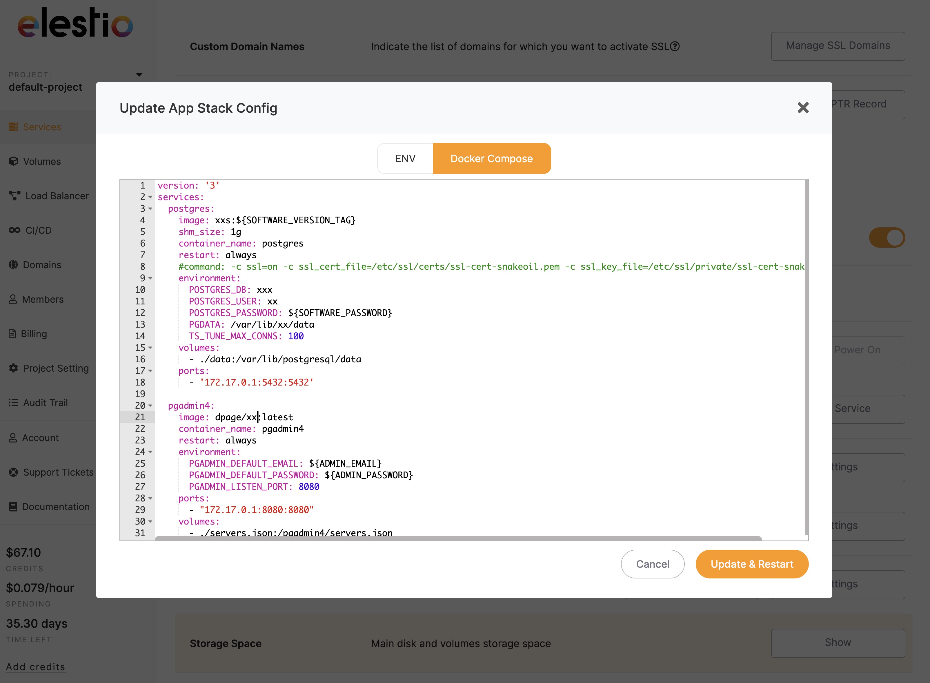 Software management of Superset on Elestio