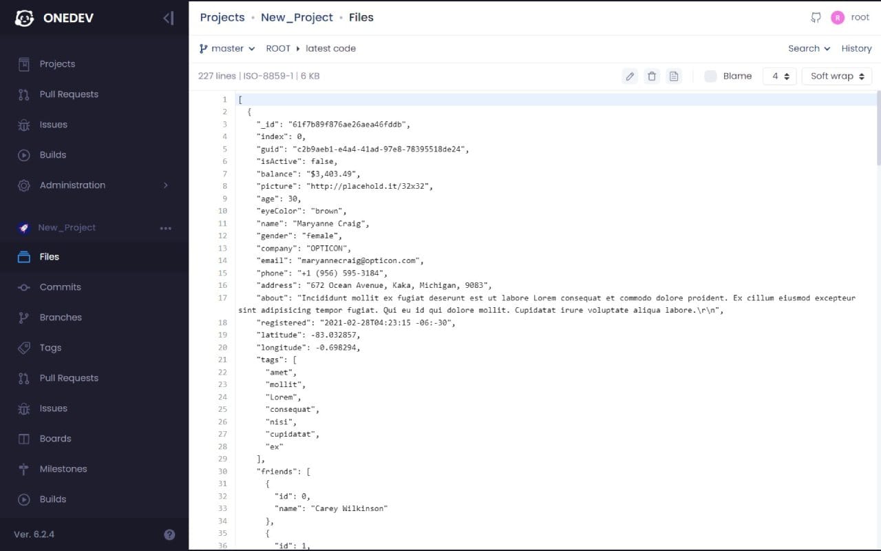 Onedev dashboard screenshot