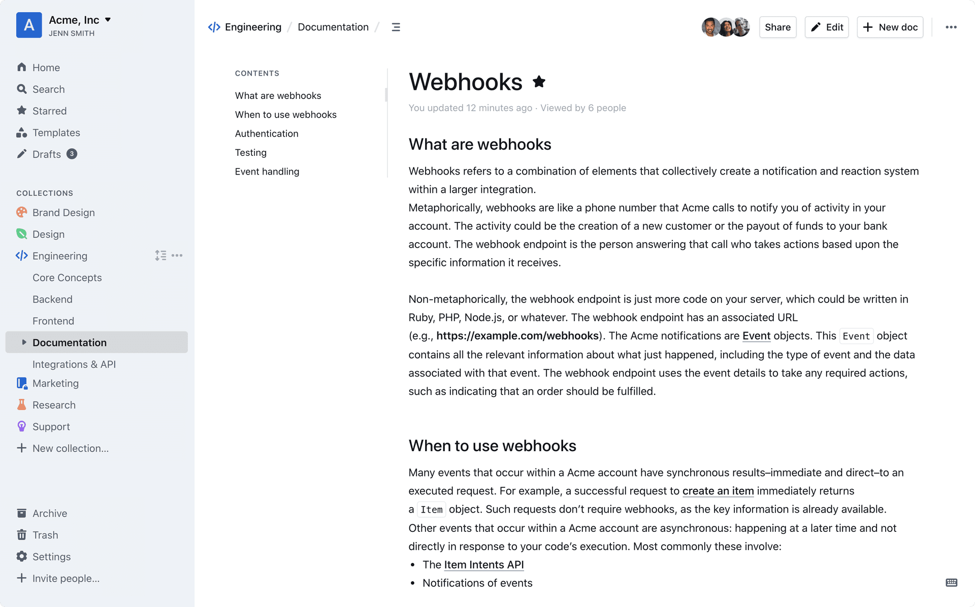 Outline dashboard screenshot
