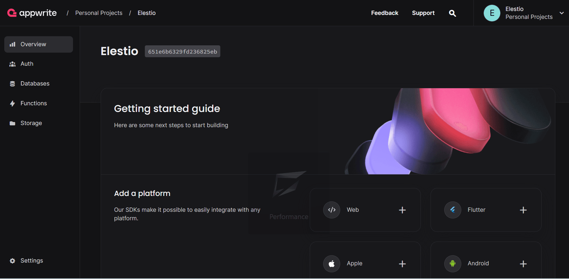 Appwrite dashboard screenshot
