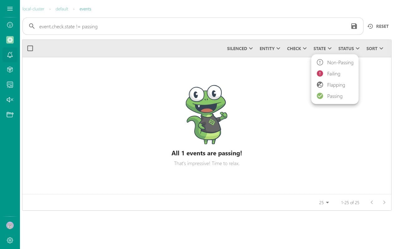 Sensu dashboard screenshot