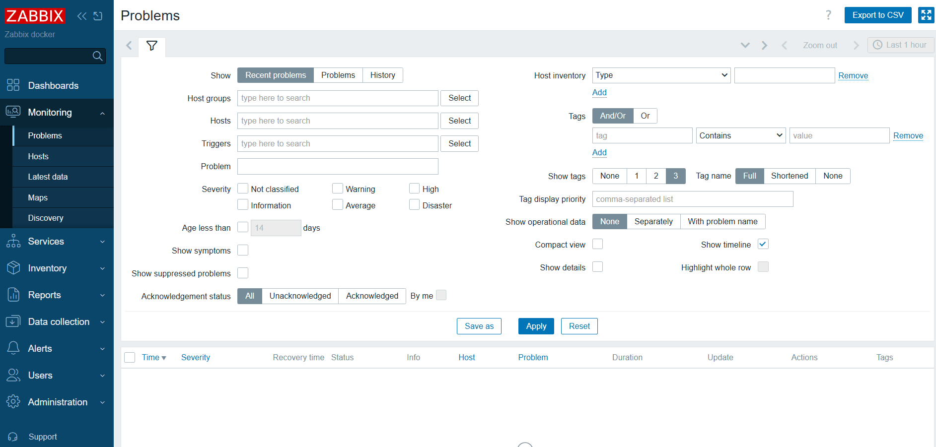 Zabbix software screenshot