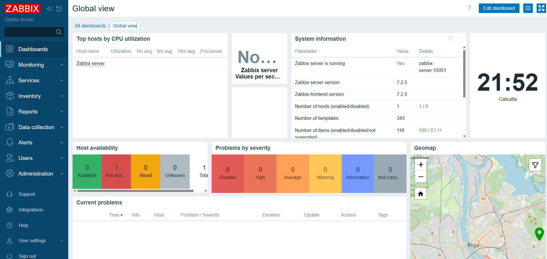 Zabbix dashboard screenshot
