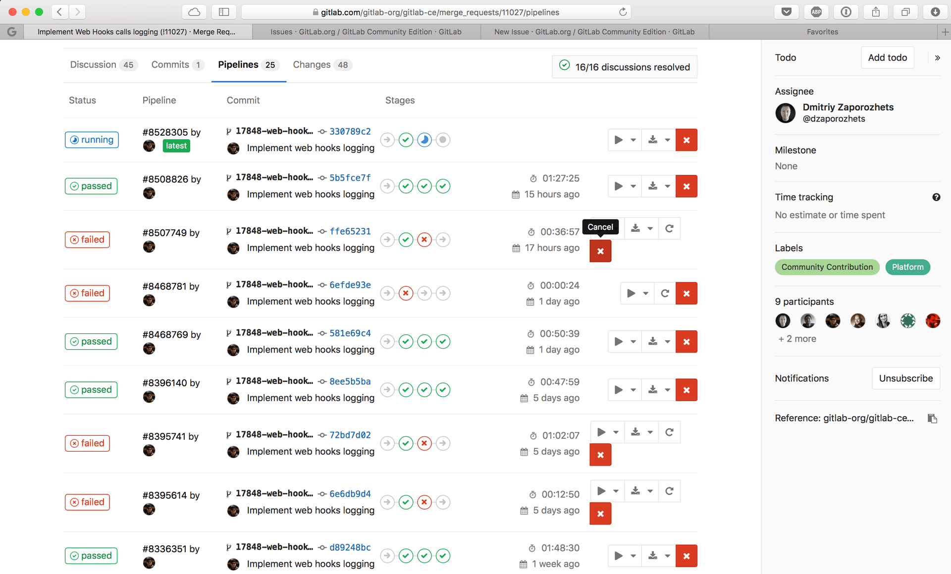 Gitlab-runner dashboard screenshot