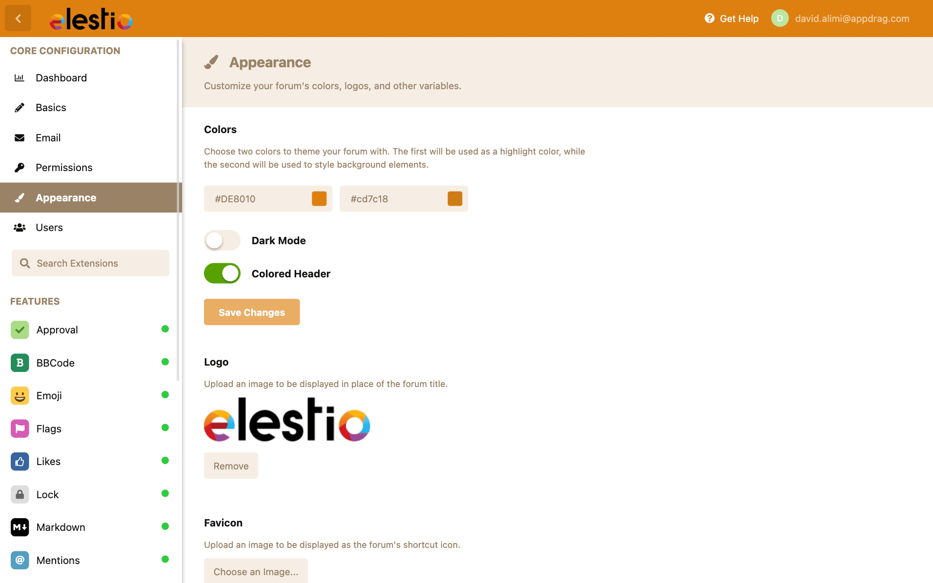 Flarum dashboard screenshot