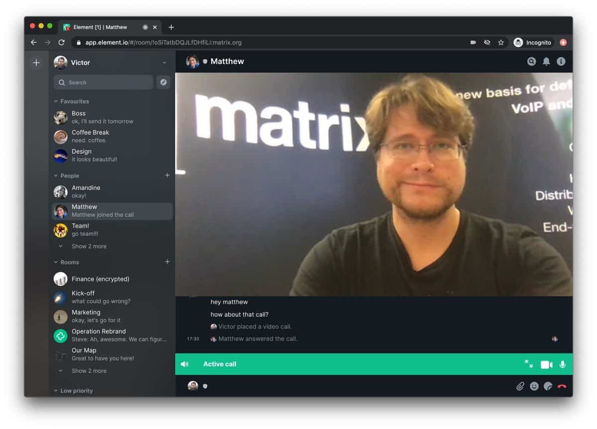Element dashboard screenshot