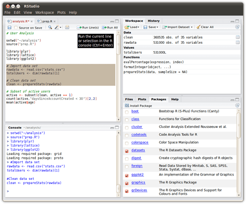 Rstudio dashboard screenshot