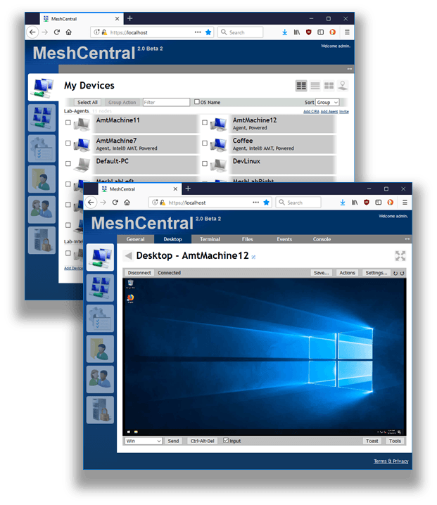 MeshCentral dashboard screenshot