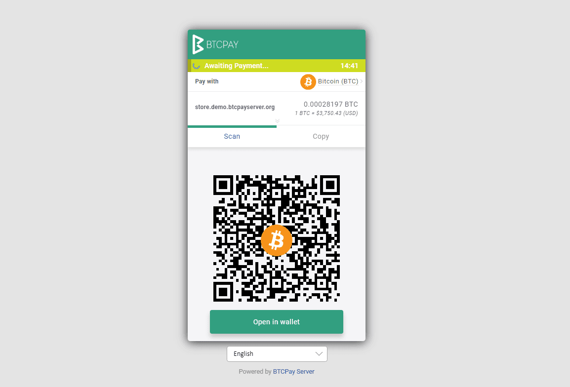 BTCPay dashboard screenshot