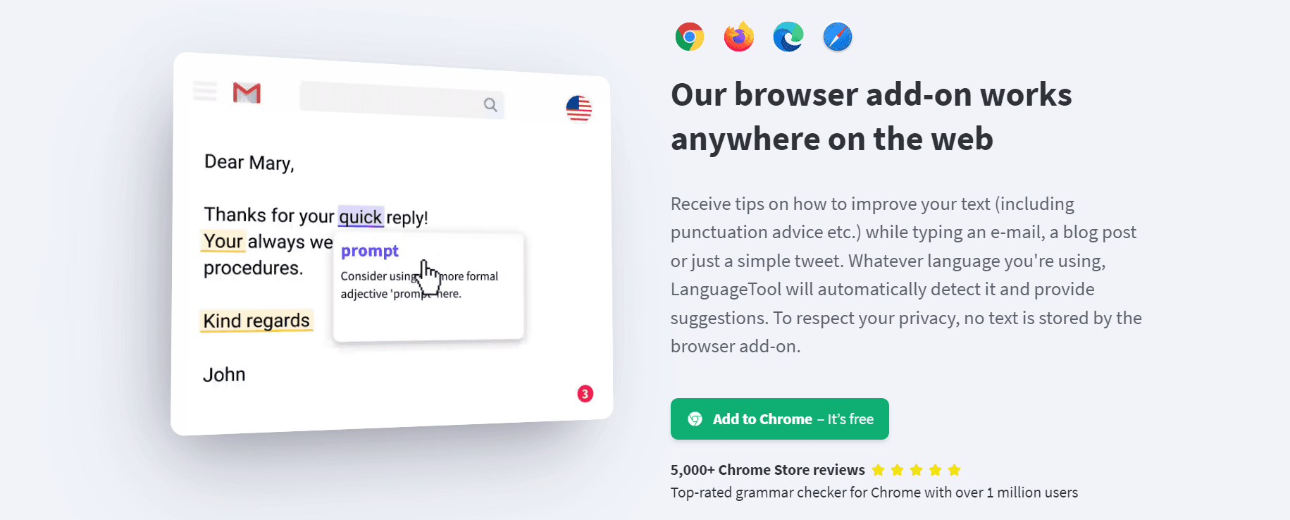 LanguageTool dashboard screenshot