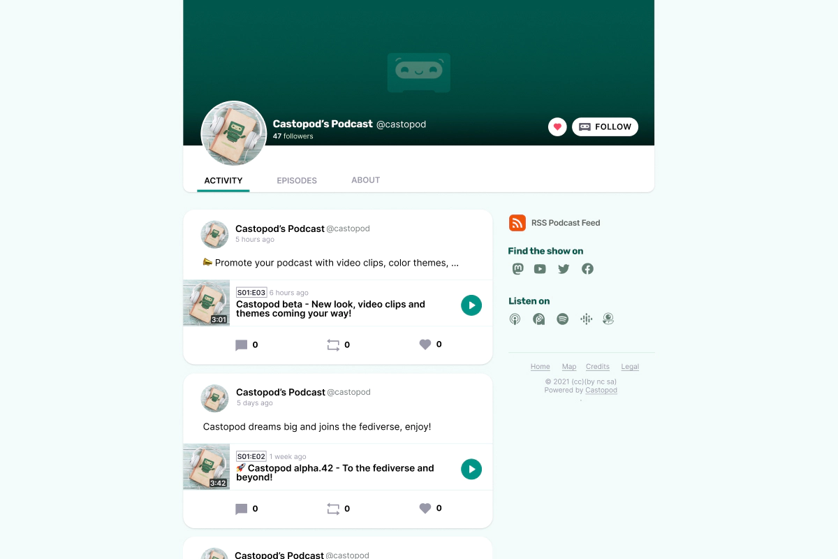 castopod activity screen