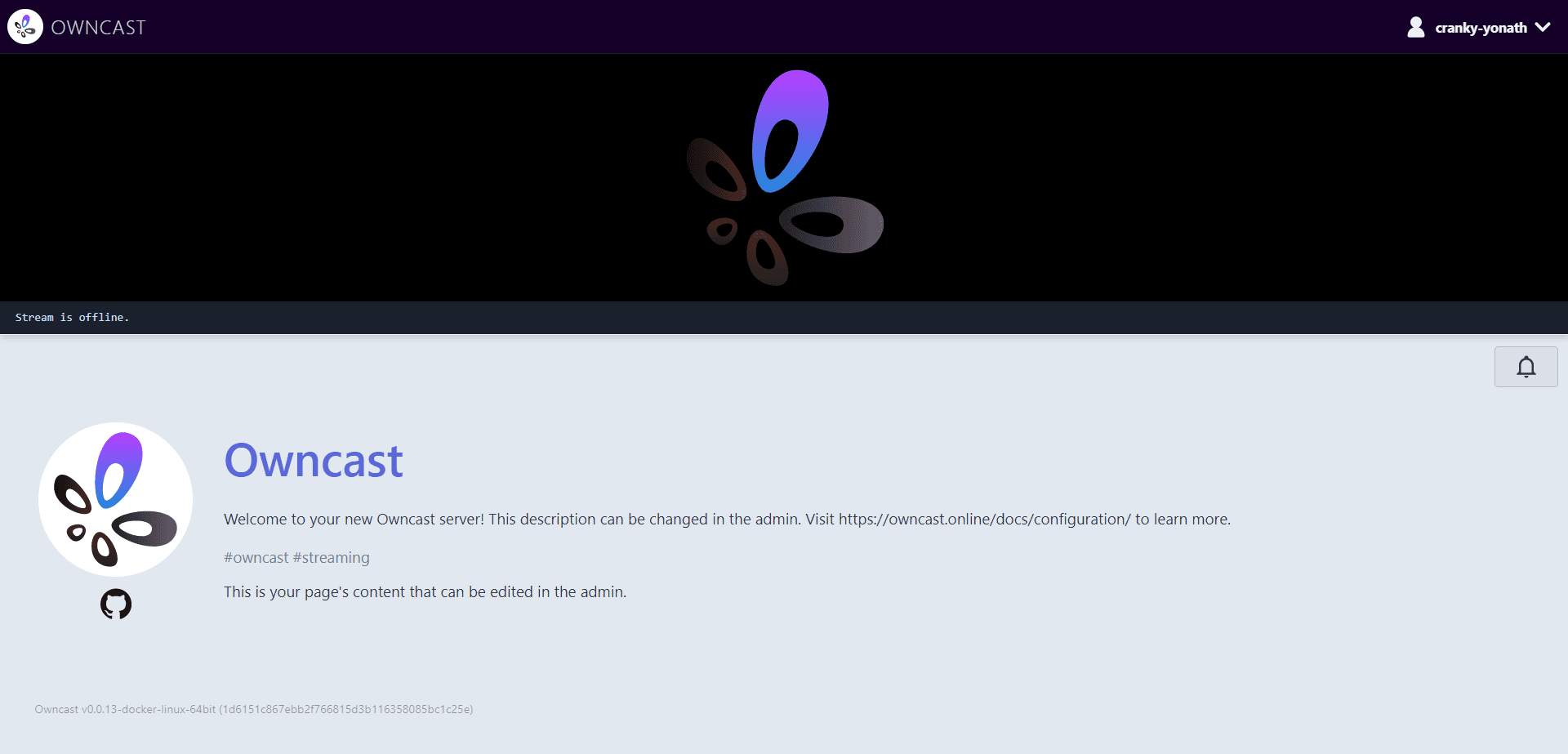 Owncast dashboard screenshot
