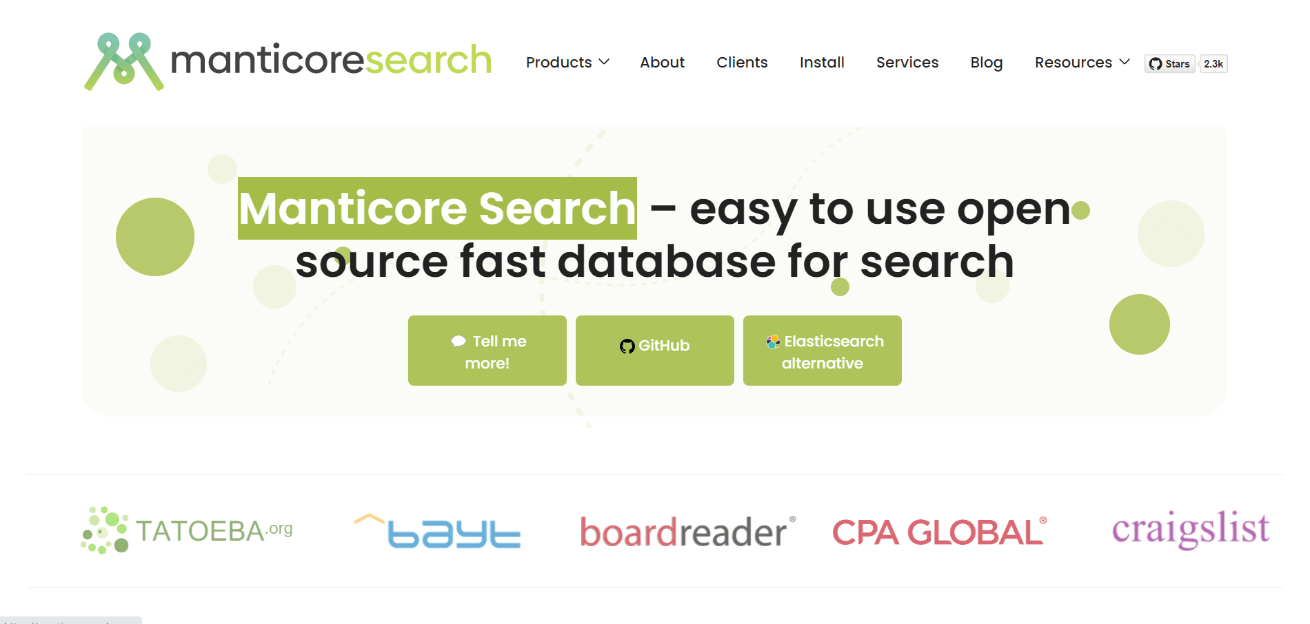 ManticoreSearch dashboard screenshot