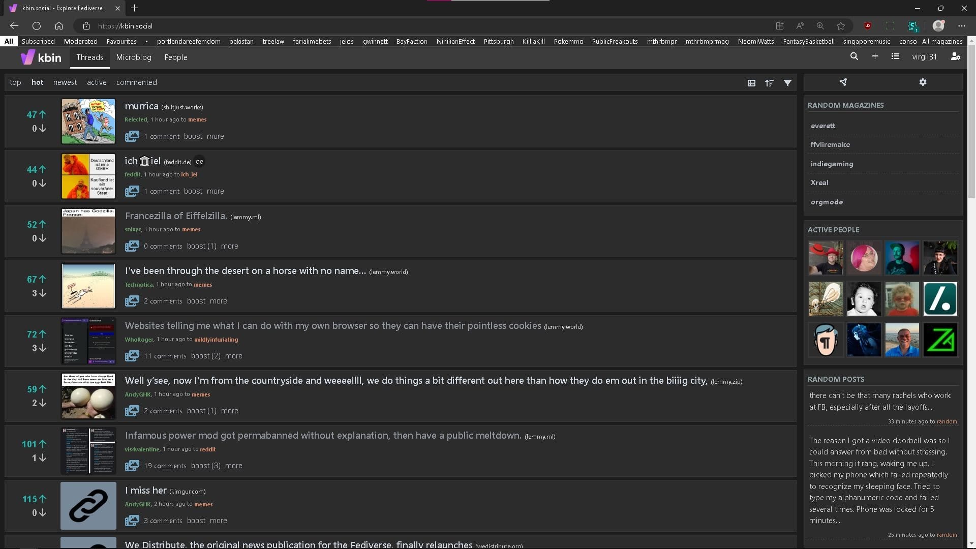 KBIN dashboard screenshot