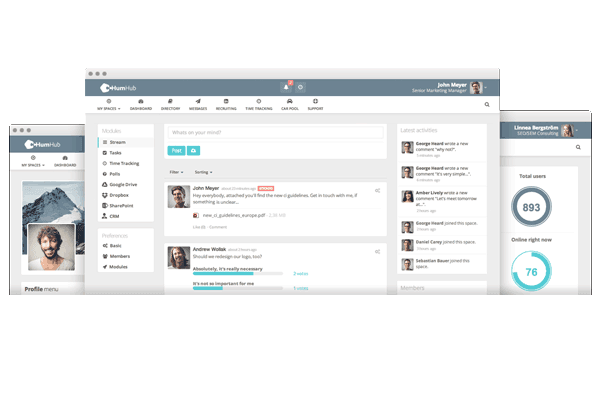 HumHub dashboard screenshot