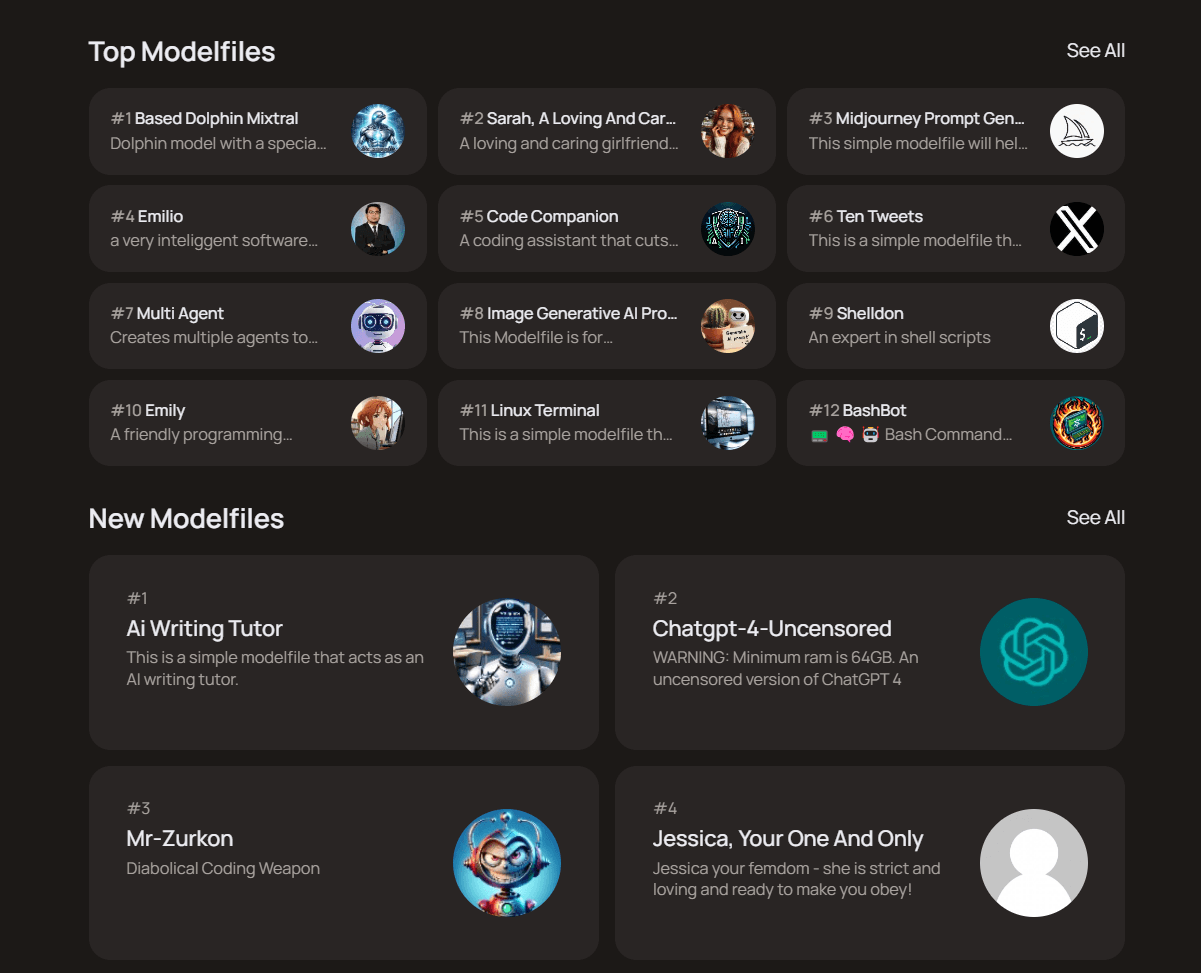 Ollama dashboard screenshot