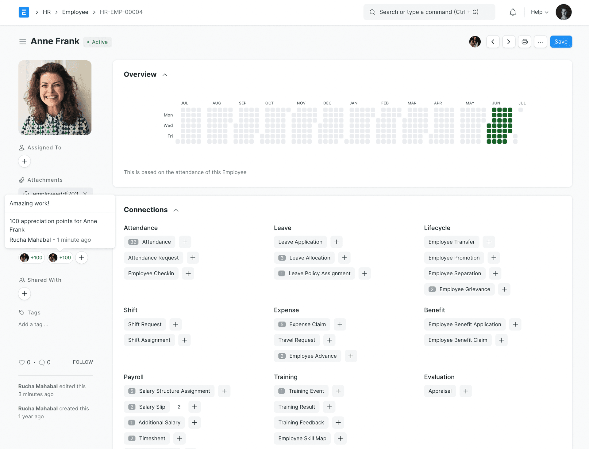 FrappeHR dashboard screenshot