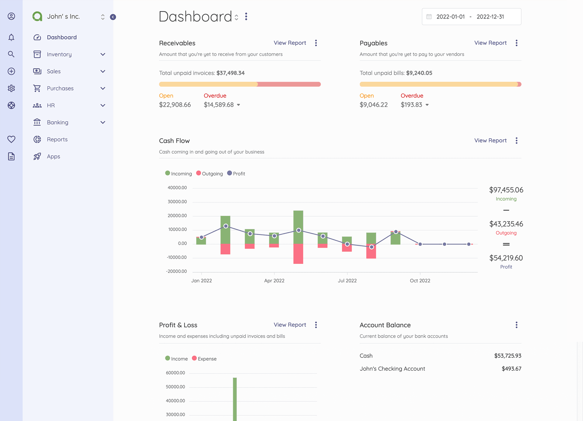 Akaunting dashboard screenshot