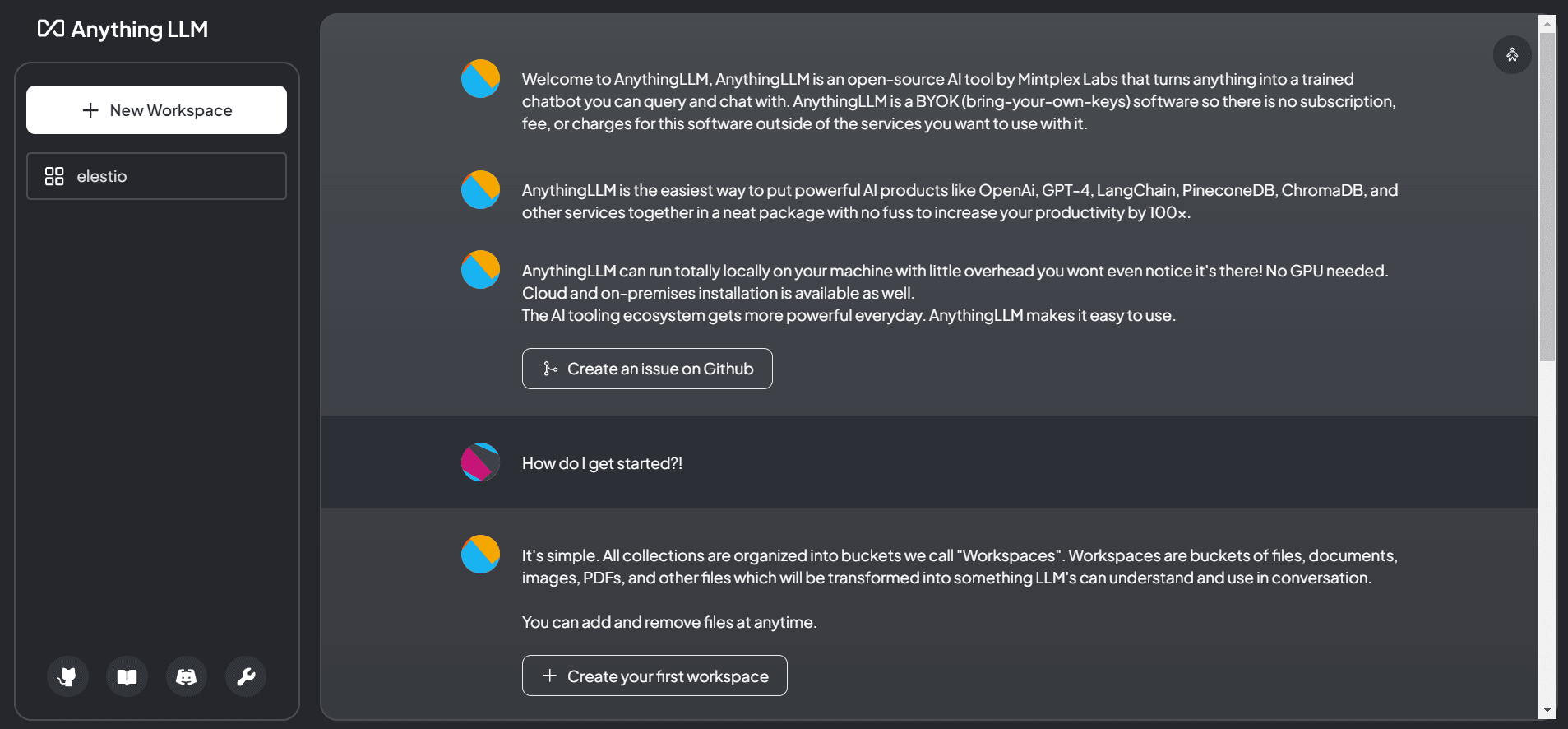 AnythingLLM dashboard screenshot
