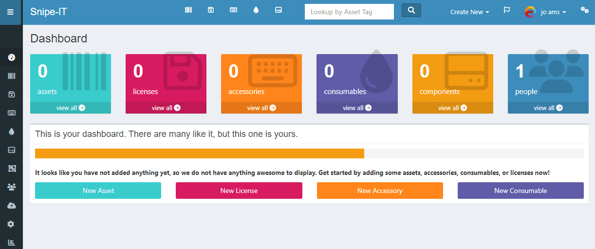 Snipe-it dashboard screenshot