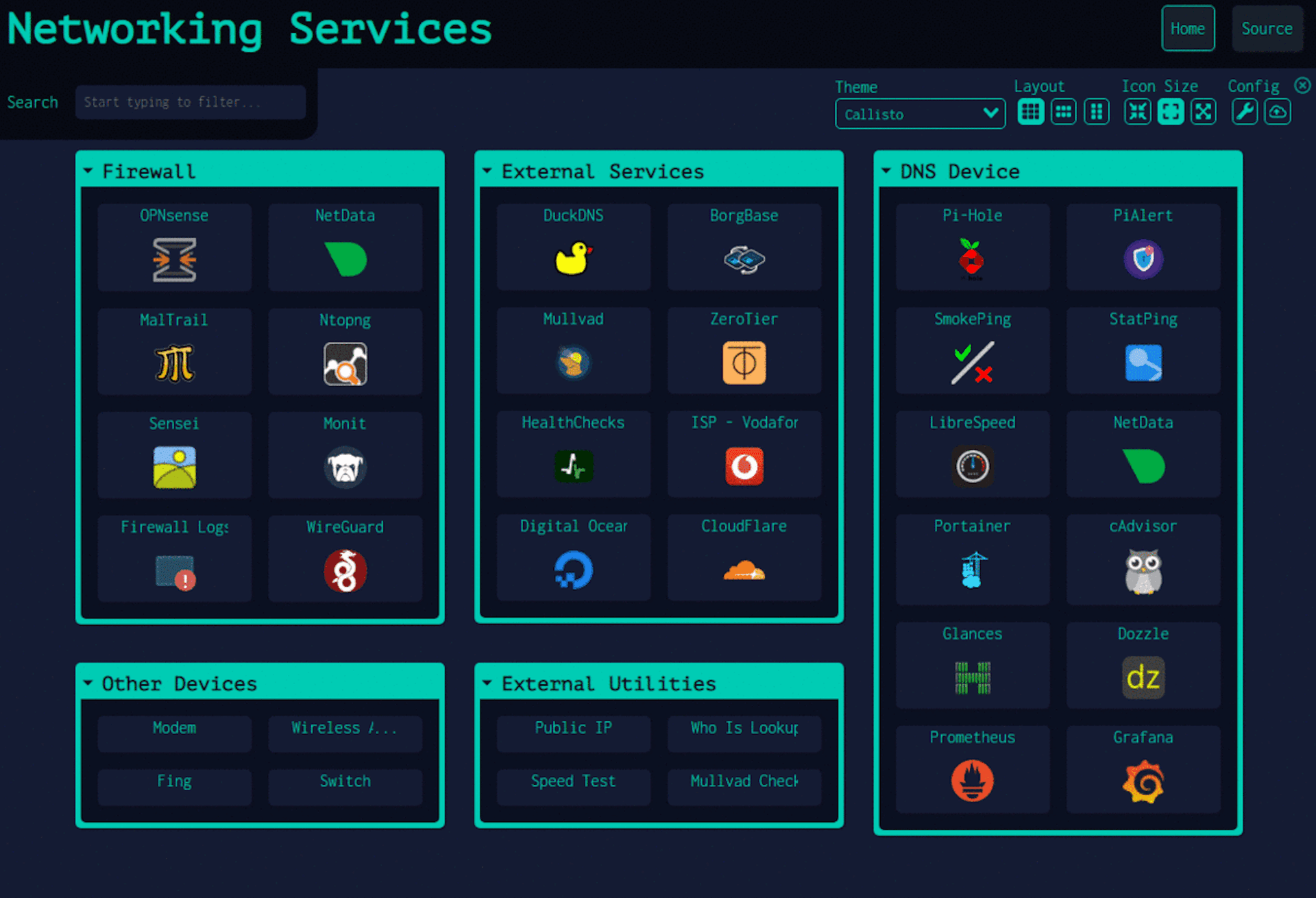 Dashy dashboard screenshot