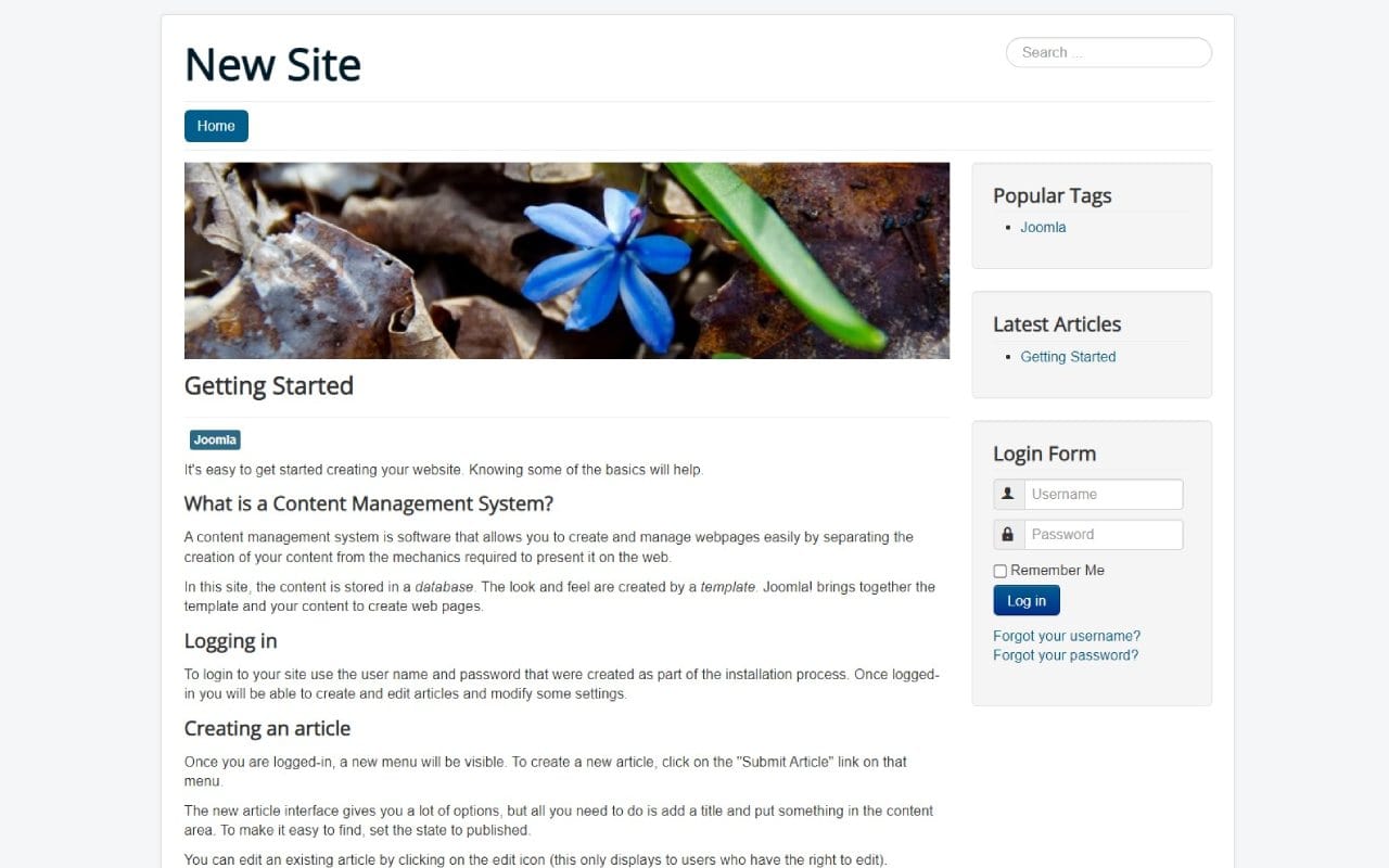 Joomla dashboard screenshot