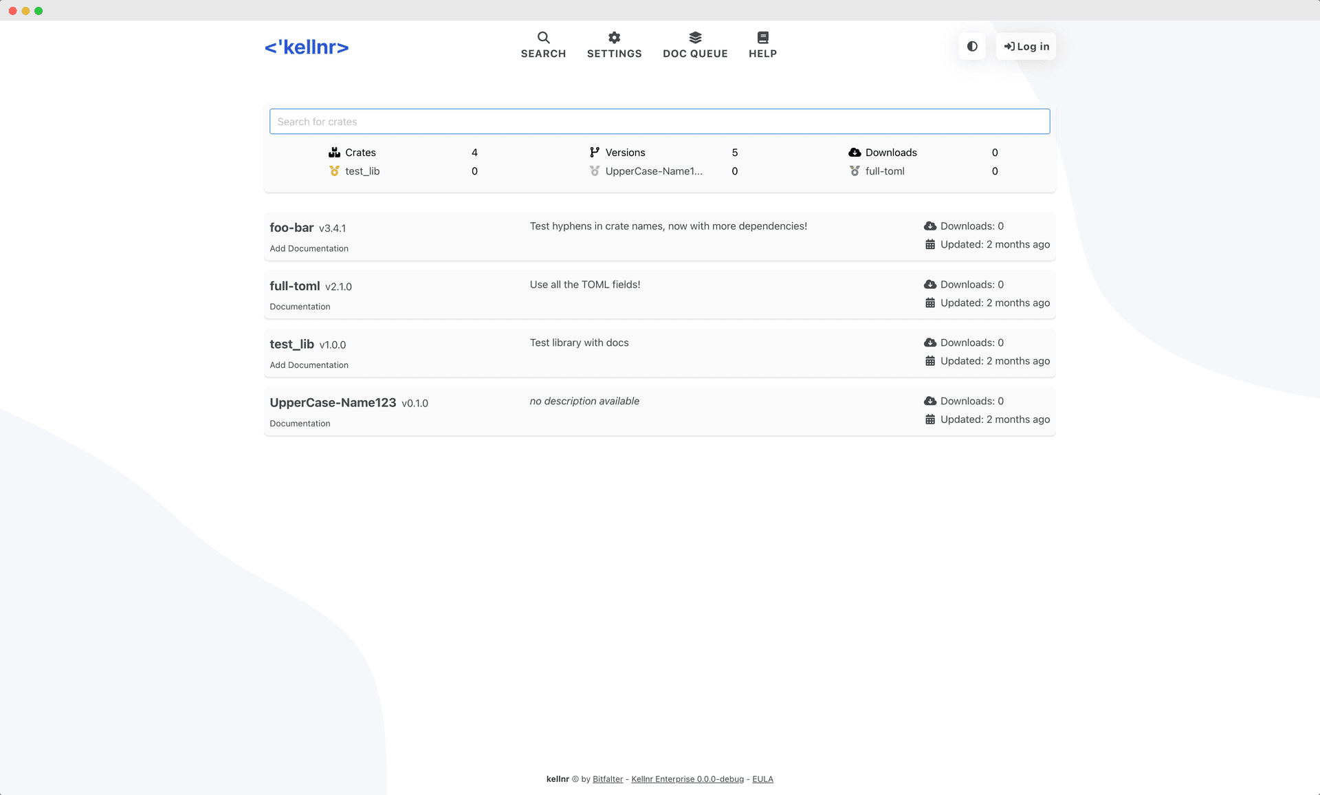 Kellnr dashboard screenshot
