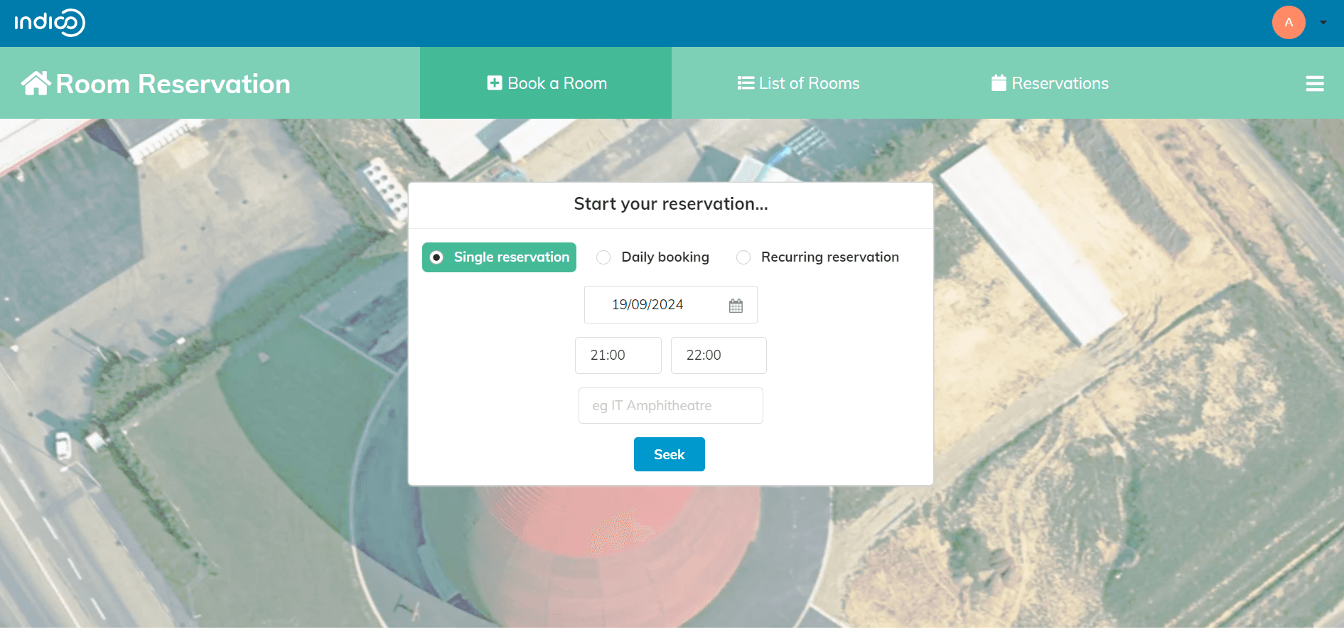 Indico dashboard screenshot