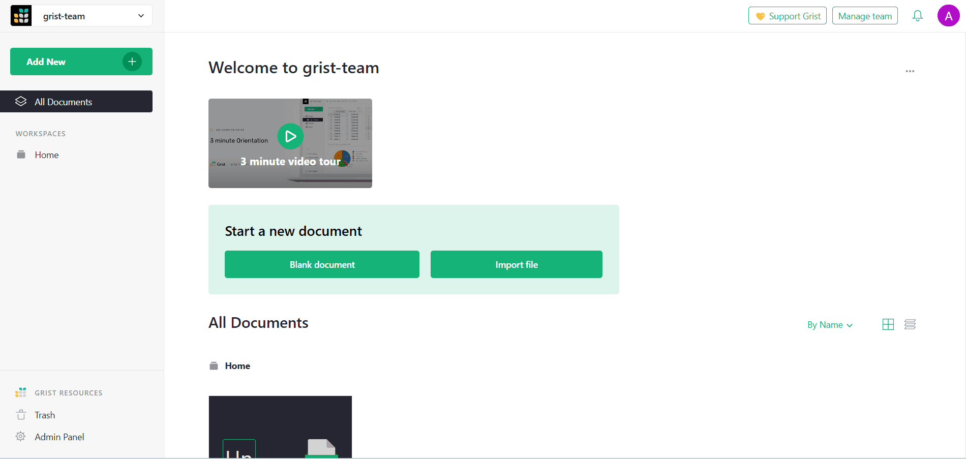 Grist dashboard screenshot