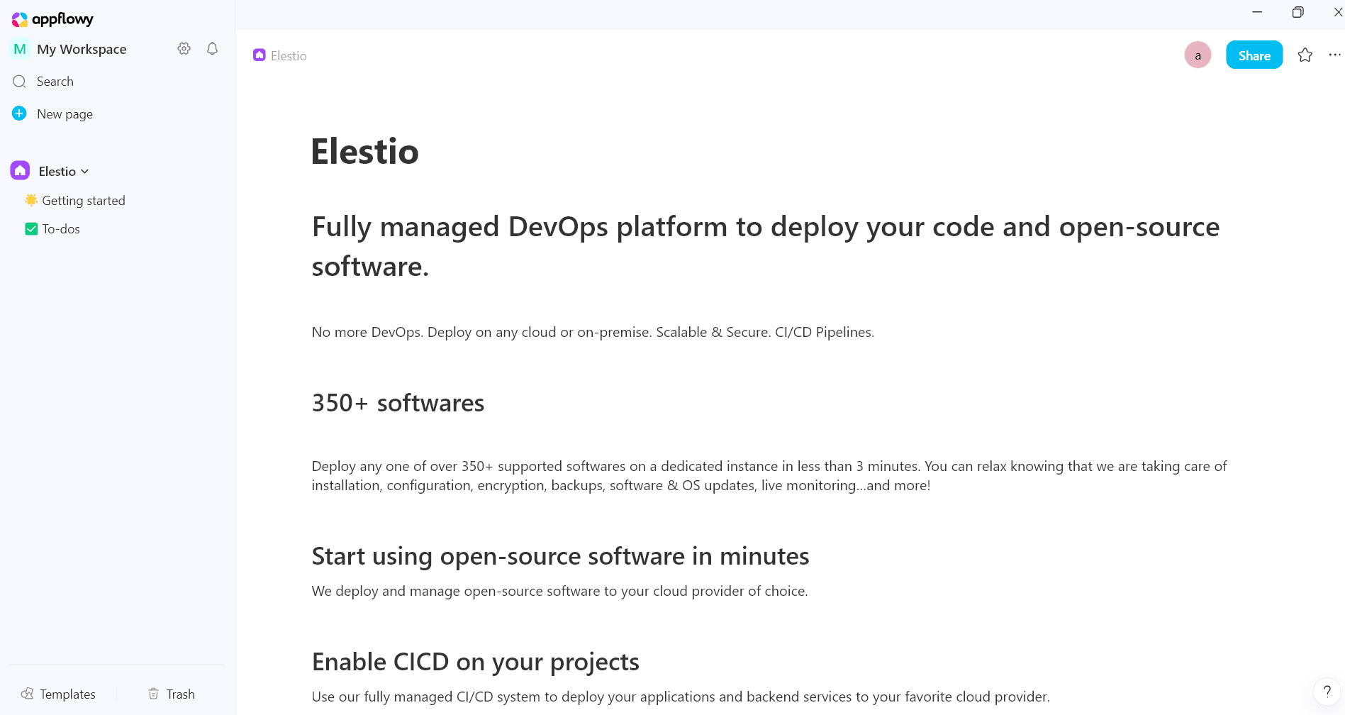 AppFlowy dashboard screenshot