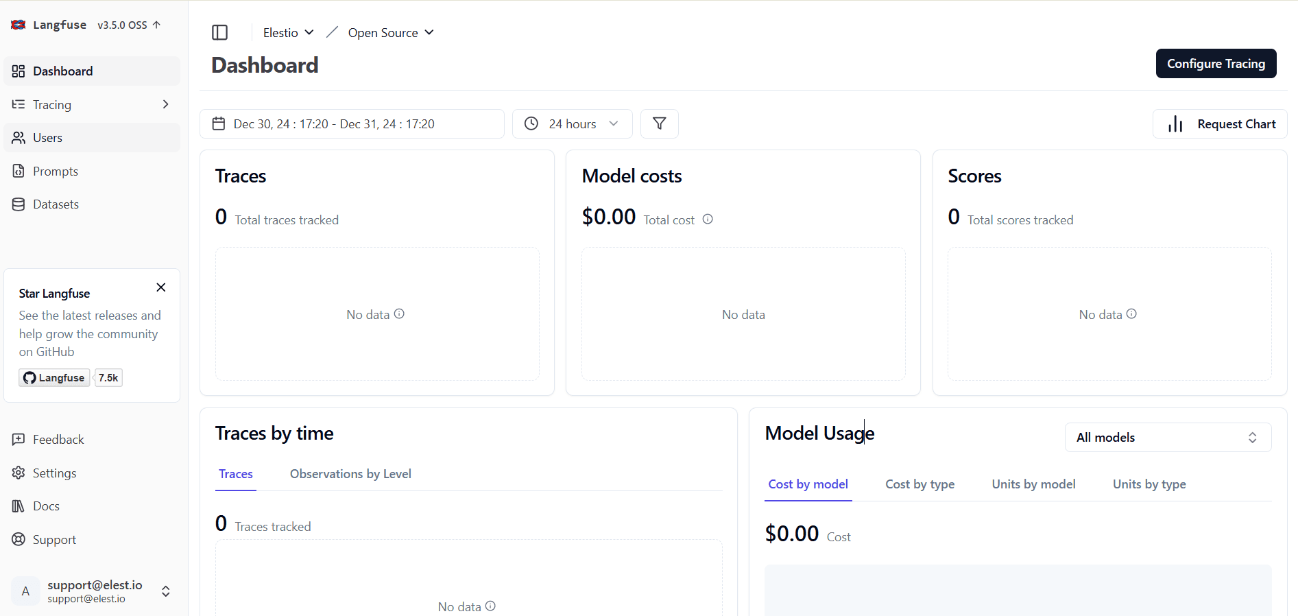 Langfuse dashboard screenshot