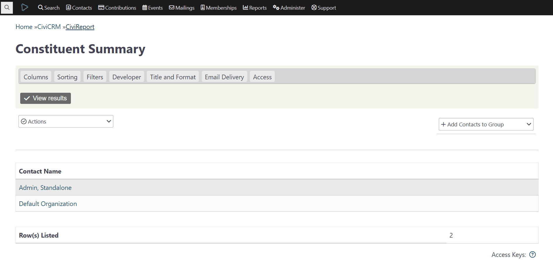 CiviCRM software screenshot