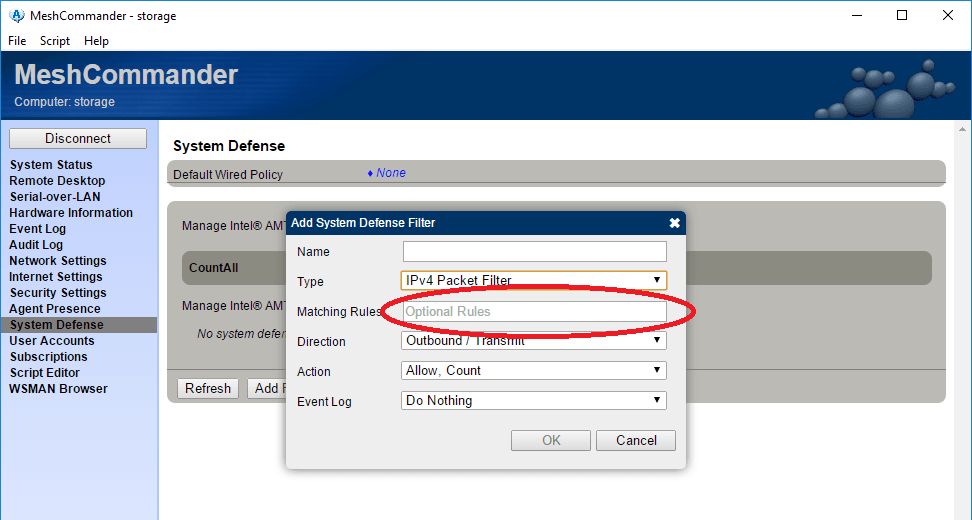 MeshCommander software screenshot