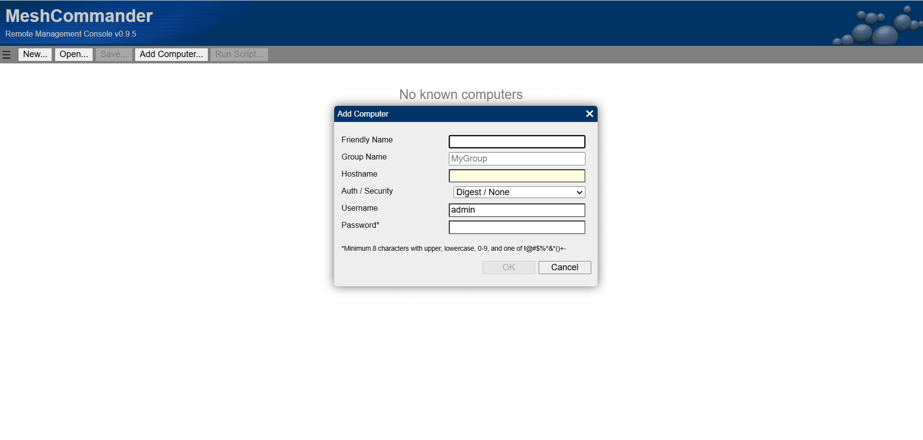 MeshCommander dashboard screenshot