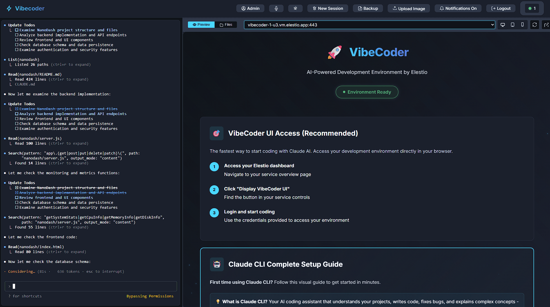 Vibecoder dashboard screenshot