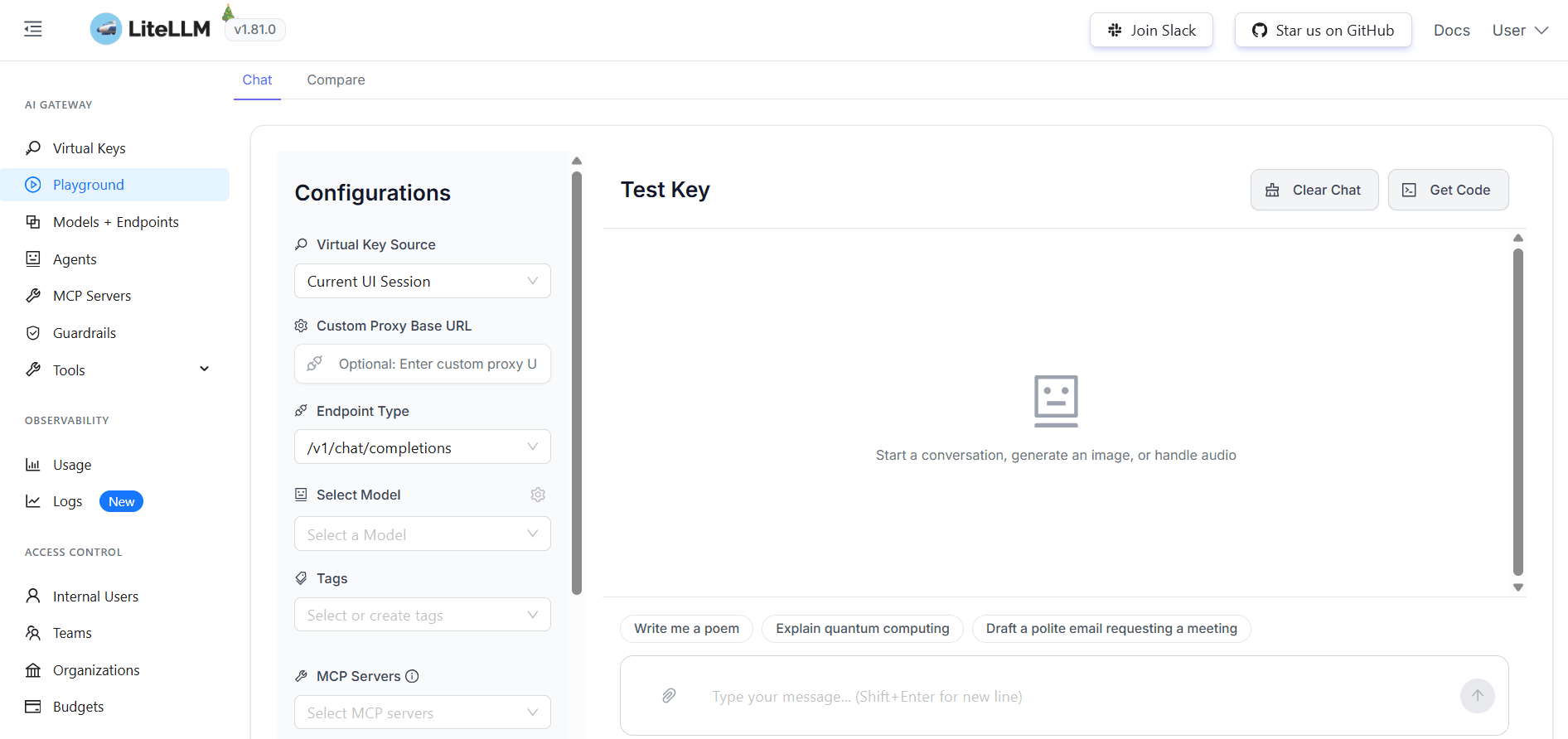 LiteLLM dashboard screenshot
