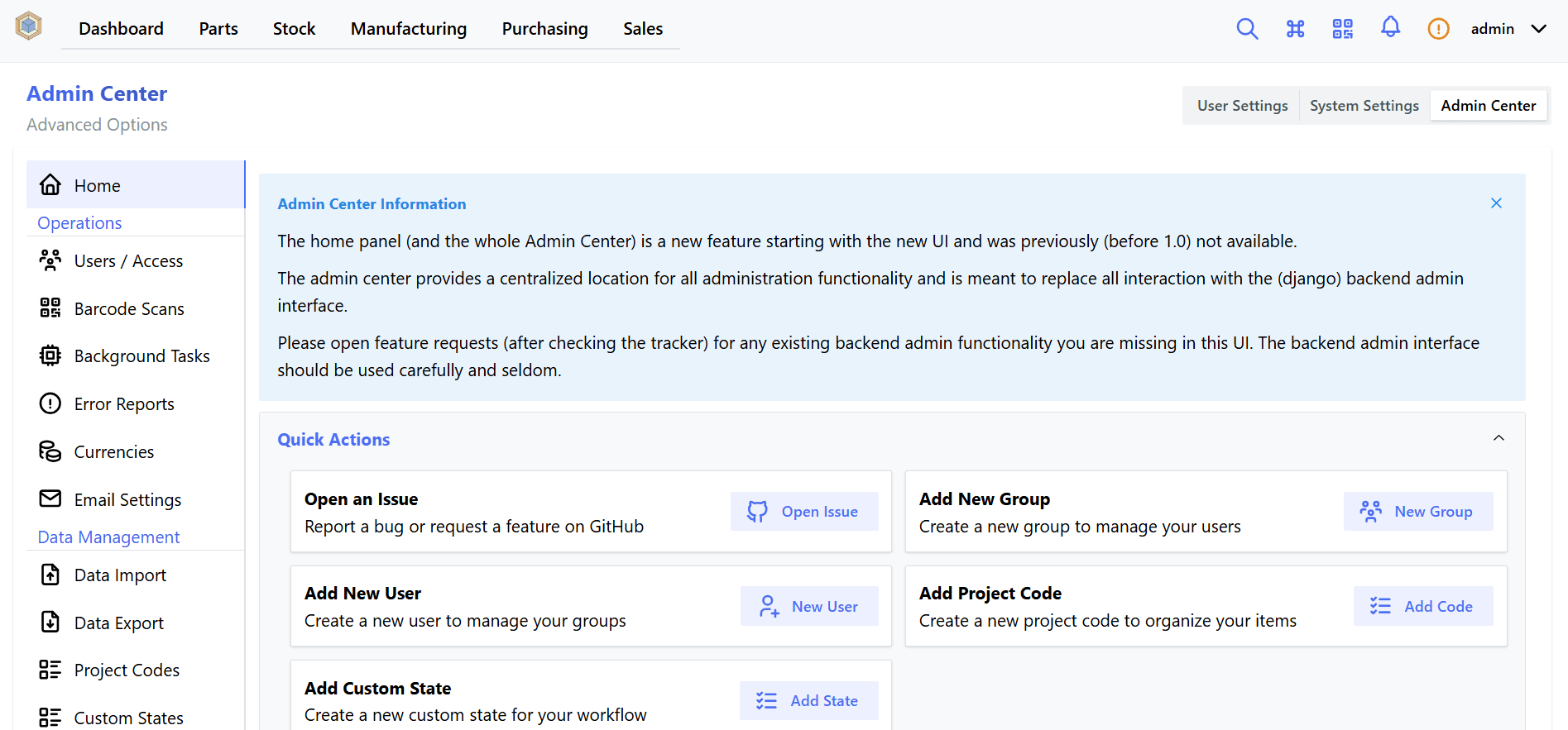InvenTree software screenshot