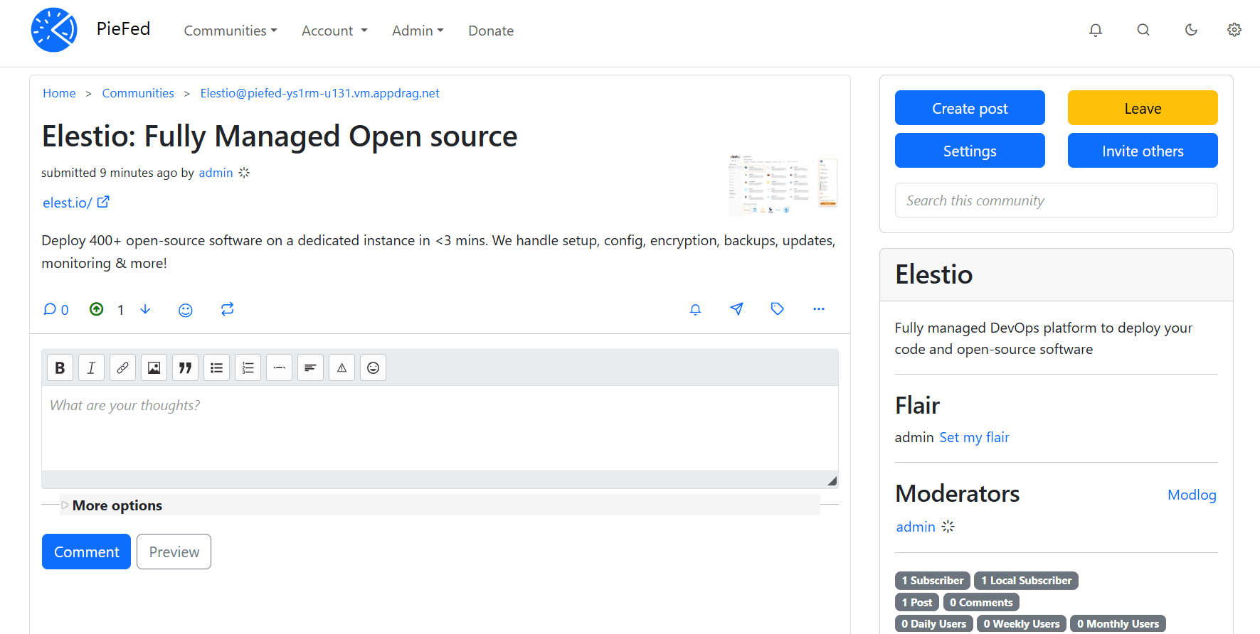 PieFed software screenshot