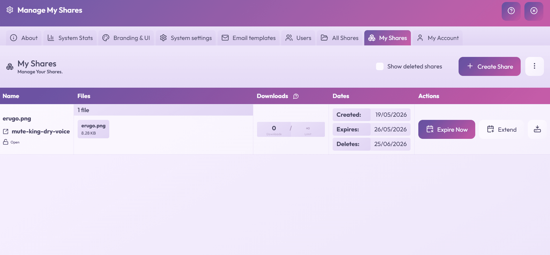 Erugo software screenshot