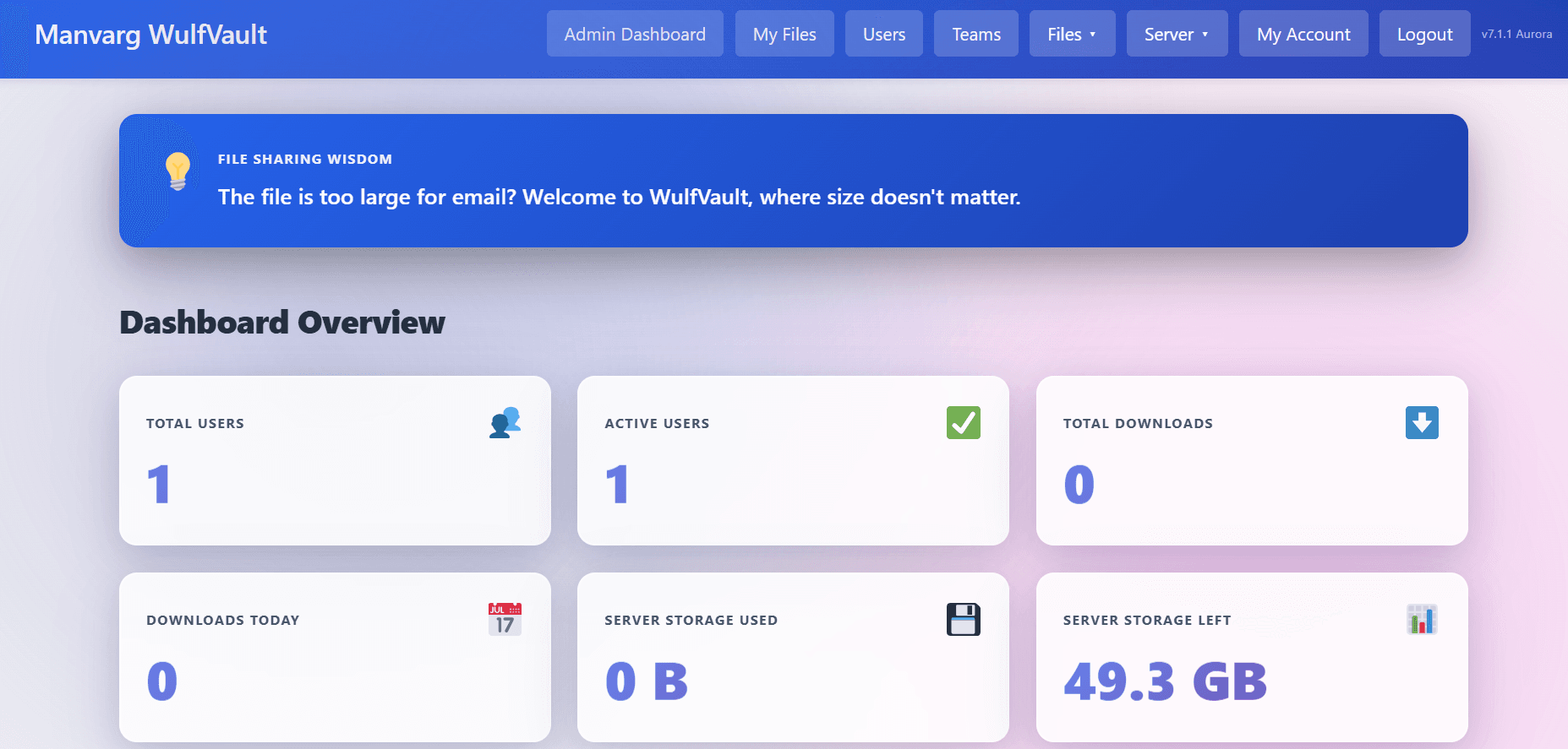 WulfVault dashboard screenshot
