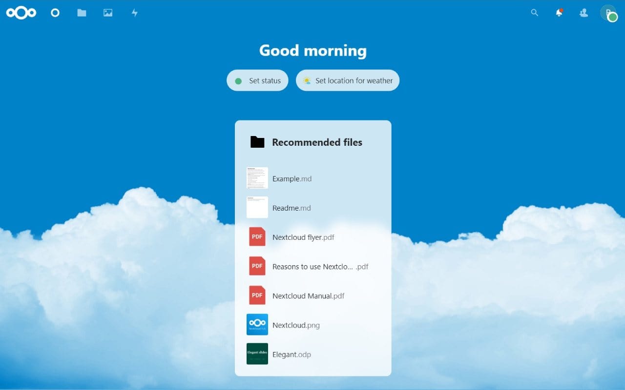 Nextcloud dashboard screenshot