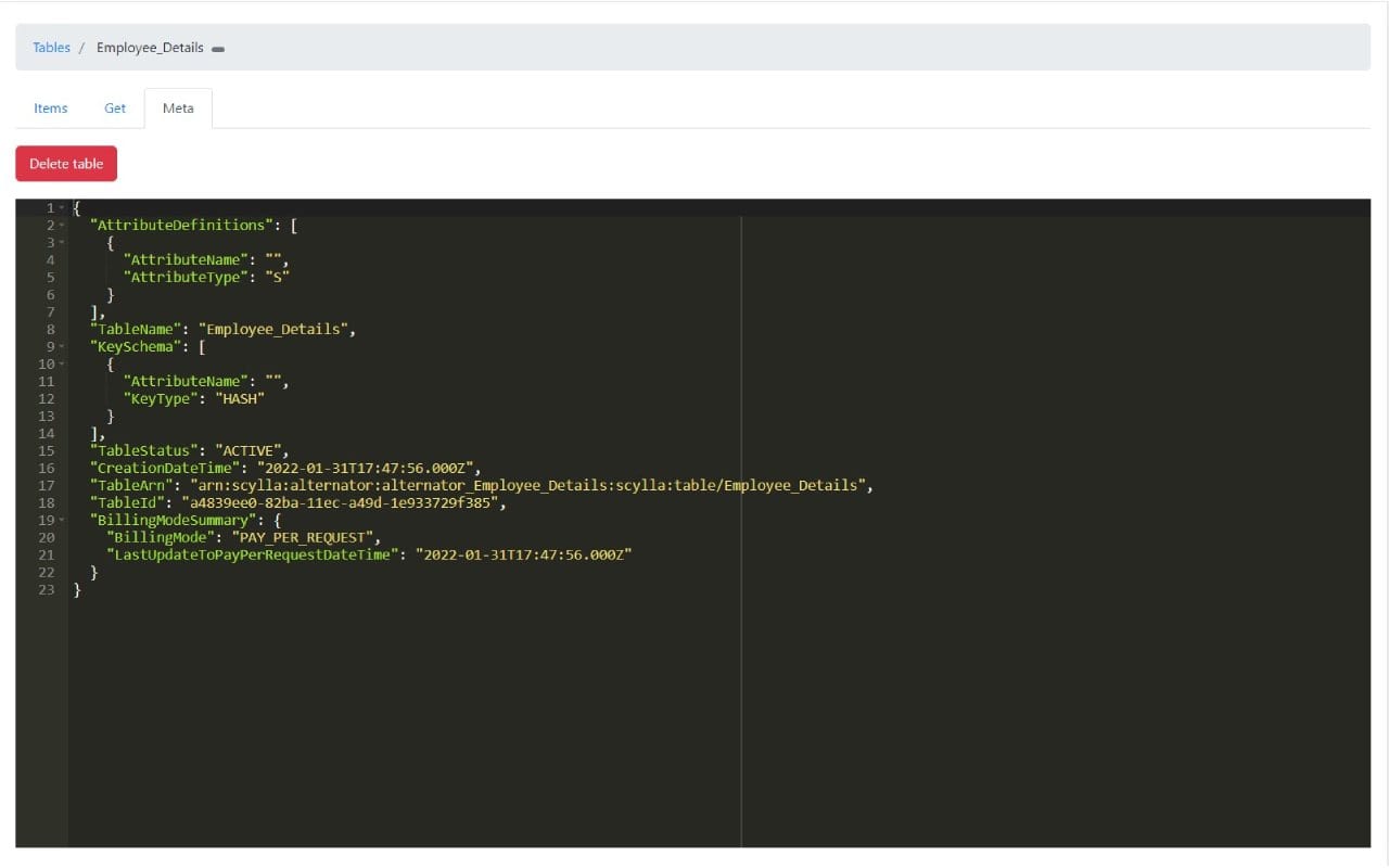 ScyllaDB dashboard screenshot