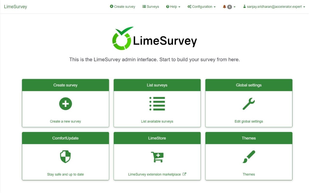 LimeSurvey software screenshot