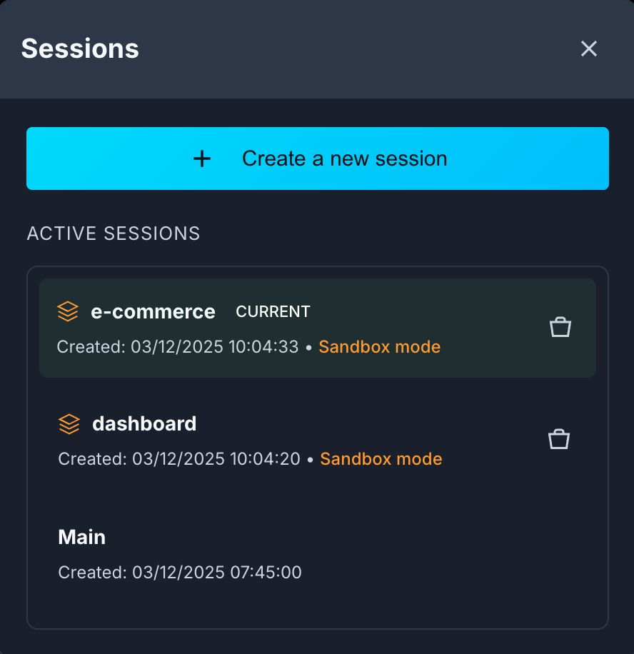 Multi-session workspace