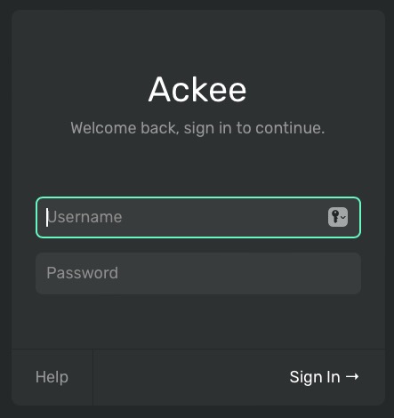 Ackee Sign In screen