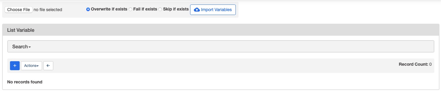 Airflow Variables screen