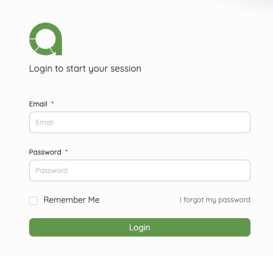 Akaunting Login screen
