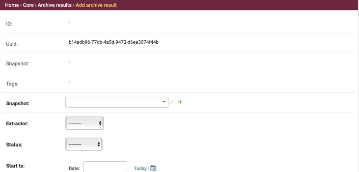 ArchiveBox Adding Archive Results screen
